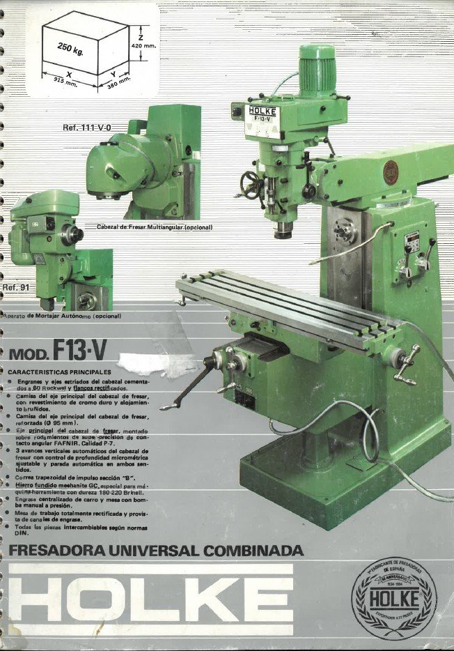 Manual de instrucciones Fresadora HOLKE F-13V