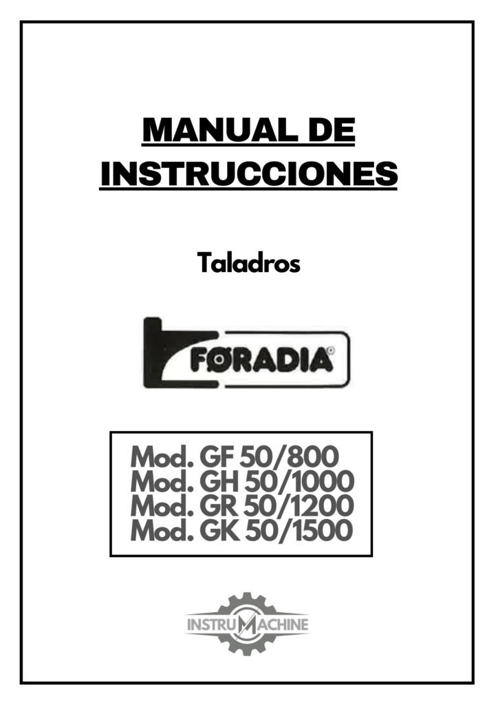 Portada Manual Taladro FORADIA GF 50/800 – GH 50/1000 – GR 50/1200 – GK 50/1500