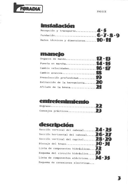FORADIA MOD.GF50-3 Manual Taladro FORADIA GF 50/800 - GH 50/1000 - GR 50/1200 - GK 50/1500