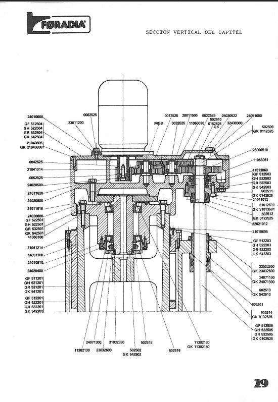 Despiece Taladro FORADIA GF 50/800 - GH 50/1000 - GR 50/1200 - GK 50/1500