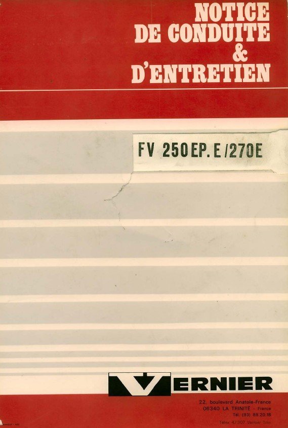 Manual de instrucciones Fresadora VERNIER FV 250EP.E