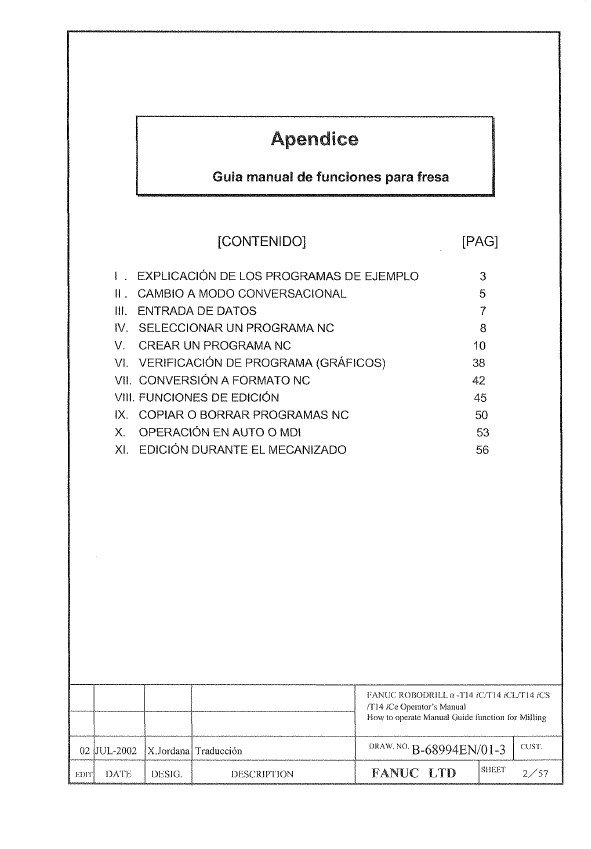 Manual de instrucciones Fresadora FANUC ROBODRILL LTD