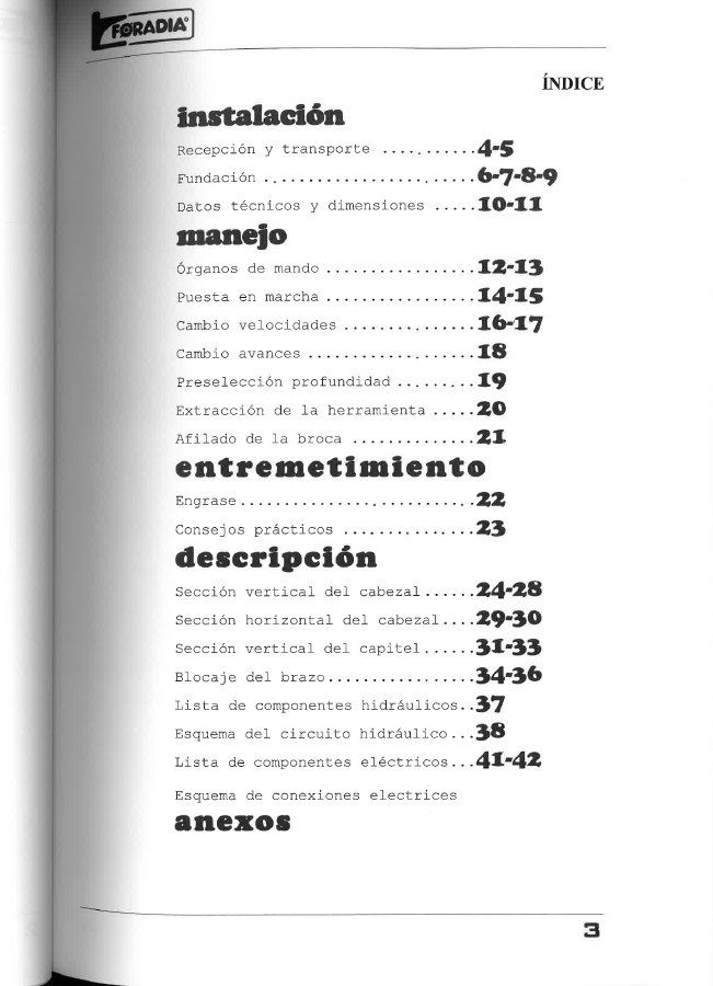 Lista de piezas Taladro FORADIA Los modelos GK y GR