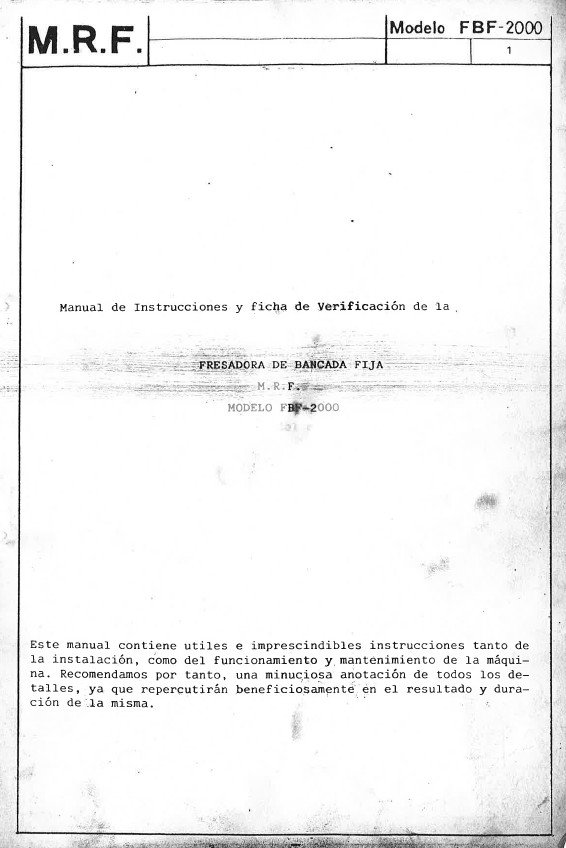 Manual de instrucciones Fresadora MRF FBF 2000