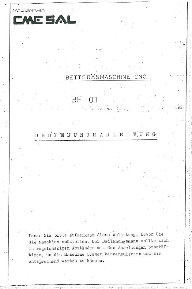 Manual de instrucciones + despieces Fresadora CME BF 01