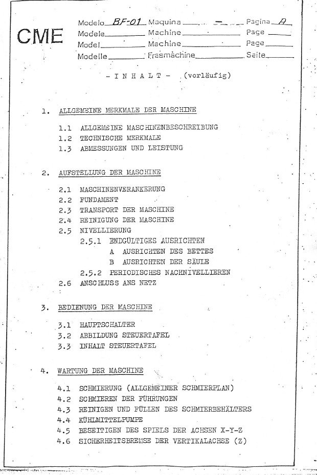 Manual de instrucciones + despieces Fresadora CME BF 01