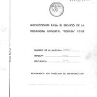 Manual de instrucciones Fresadora NICOLAS CORREA F2UE