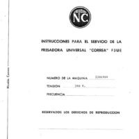 Manual de instrucciones Fresadora NICOLAS CORREA F3UE