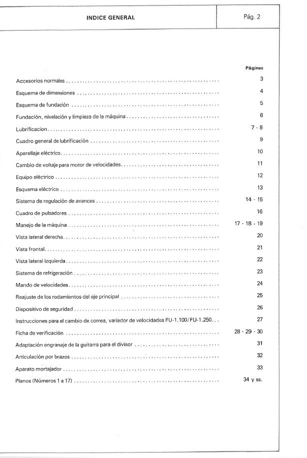 Manual de instrucciones Fresadora LAGUN FU 1100 1250