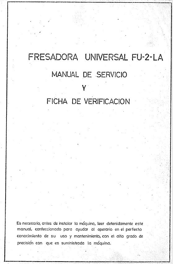 Manual de instrucciones Fresadora LAGUN FU-2L A