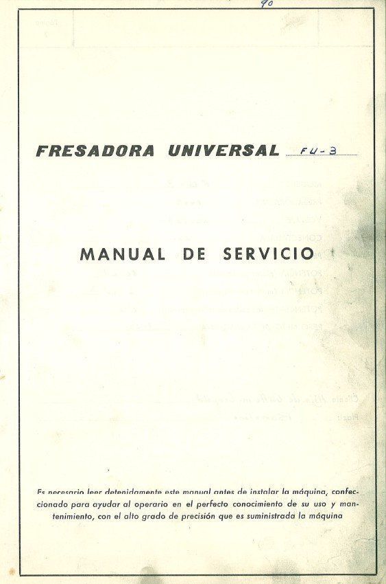 Fresadora Lagun FU 3-2 Manual de instrucciones Fresadora LAGUN FU 3