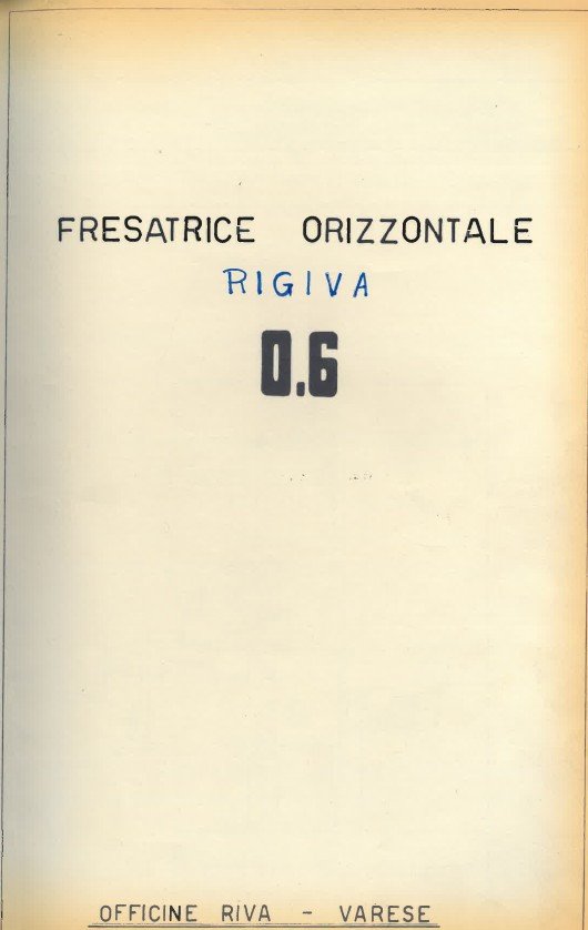 Fresadora Riva U6-2 Manual de instrucciones Fresadora OFFICINE RIVA - VARESE Riva U6