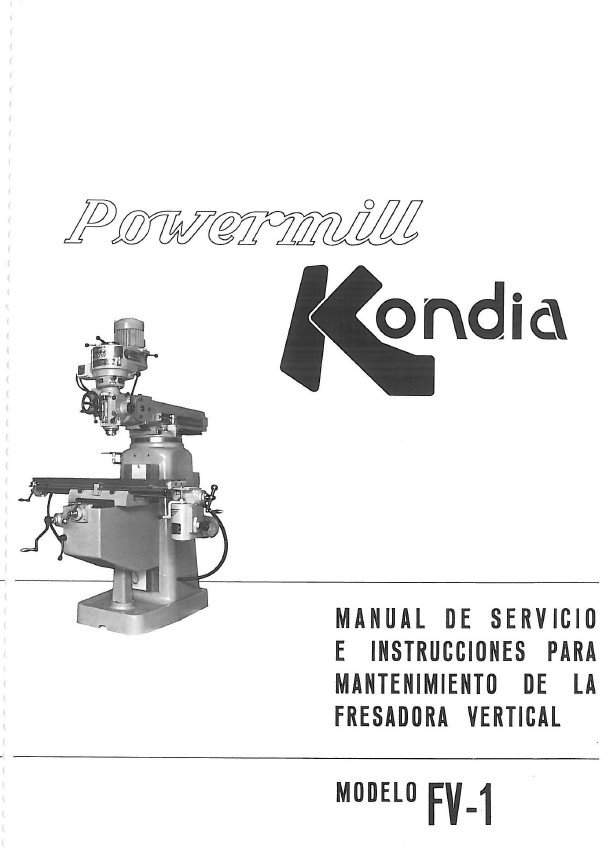 Manual de instrucciones Fresadora KONDIA KV - Cabezal