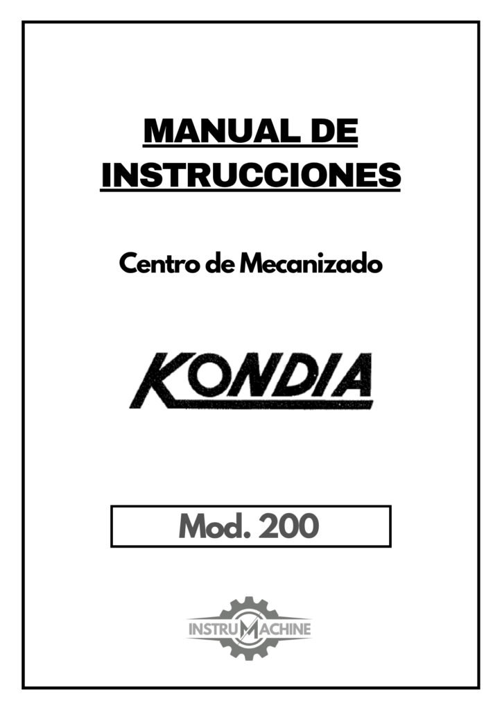 Portada Despieces eléctricos Centro de Mecanizado KONDIA 200