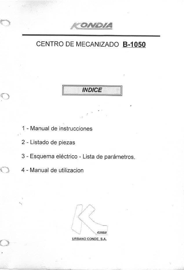 Kondia B 1050-2 Manual de instrucciones Centro de Mecanizado KONDIA B1050