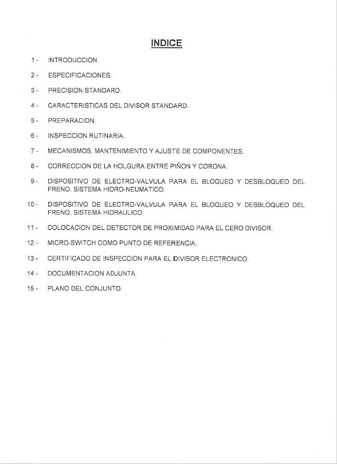 Manual de instrucciones Fresadora KONDIA SPIRISIN - Divisor 4 eje F170