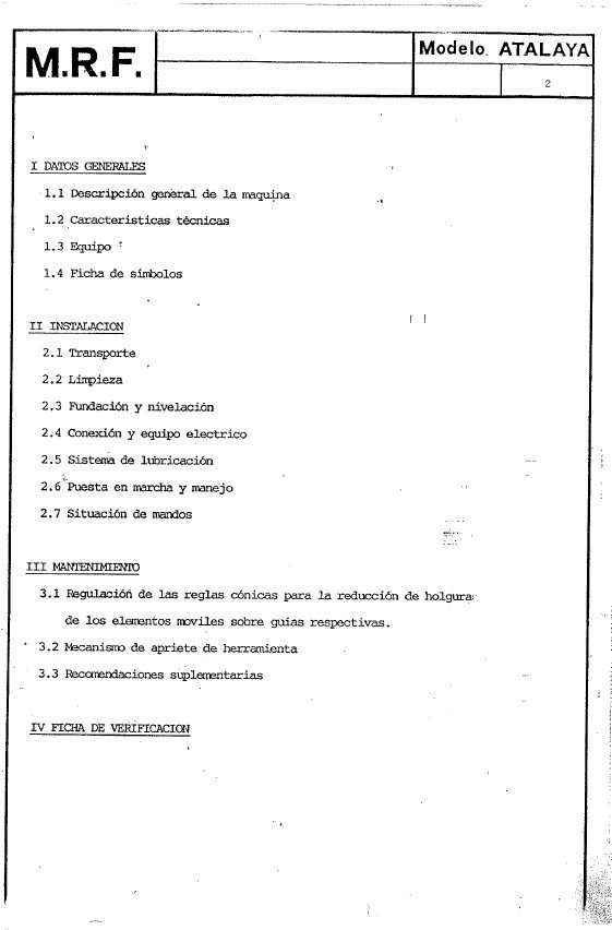 Manual de instrucciones Fresadora MRF Atalaya