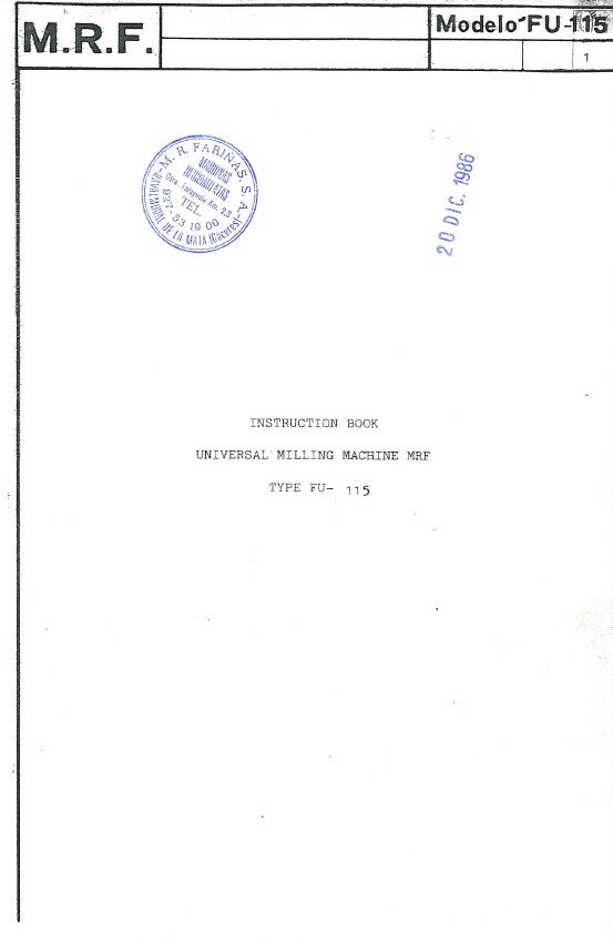 Manual de instrucciones Fresadora MRF FU-115