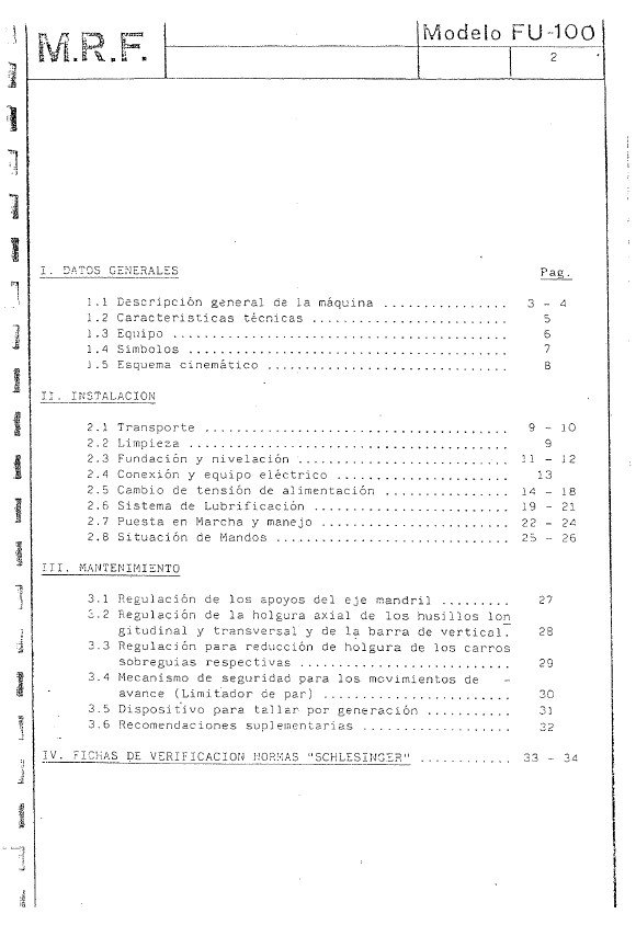 Manual de instrucciones Fresadora MRF FU-100