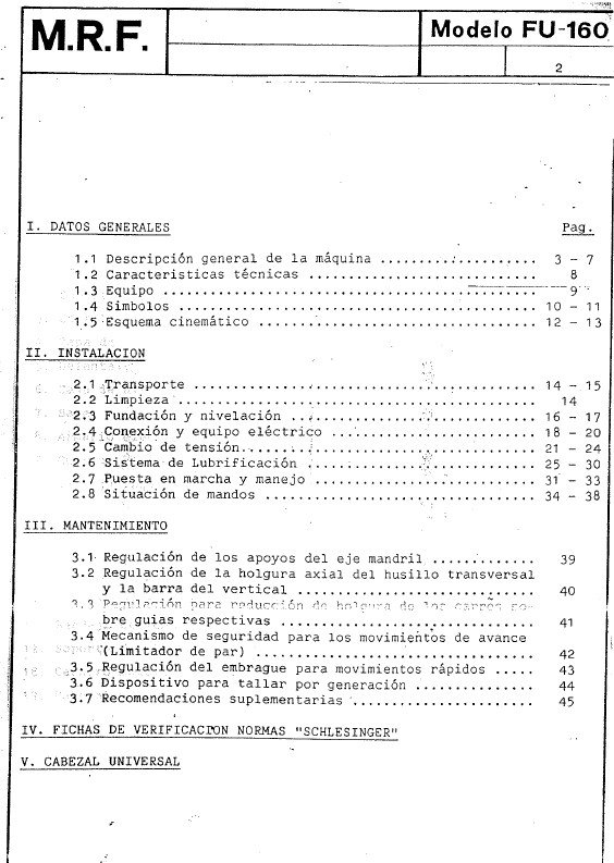 Manual de instrucciones Fresadora MRF FU-160