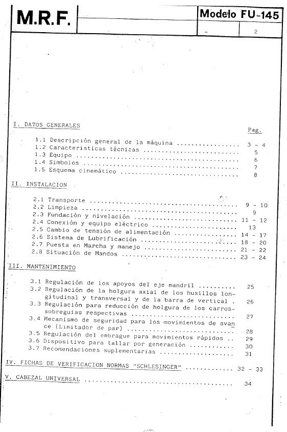 Libro instrucciones fresadora MRF145-3 Manual de instrucciones Fresadora MRF FU-145