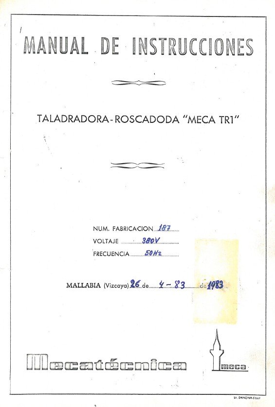 Manual Taladro MECATÉCNICA TR1