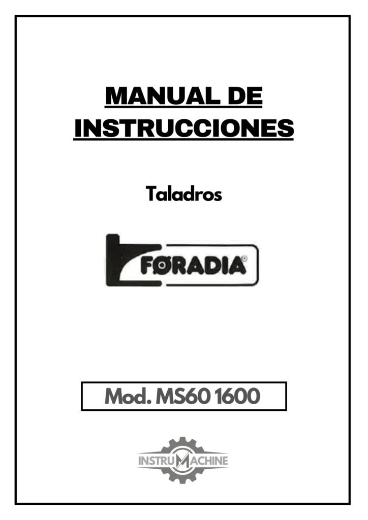 Portada Manual Taladro FORADIA MS60 1600