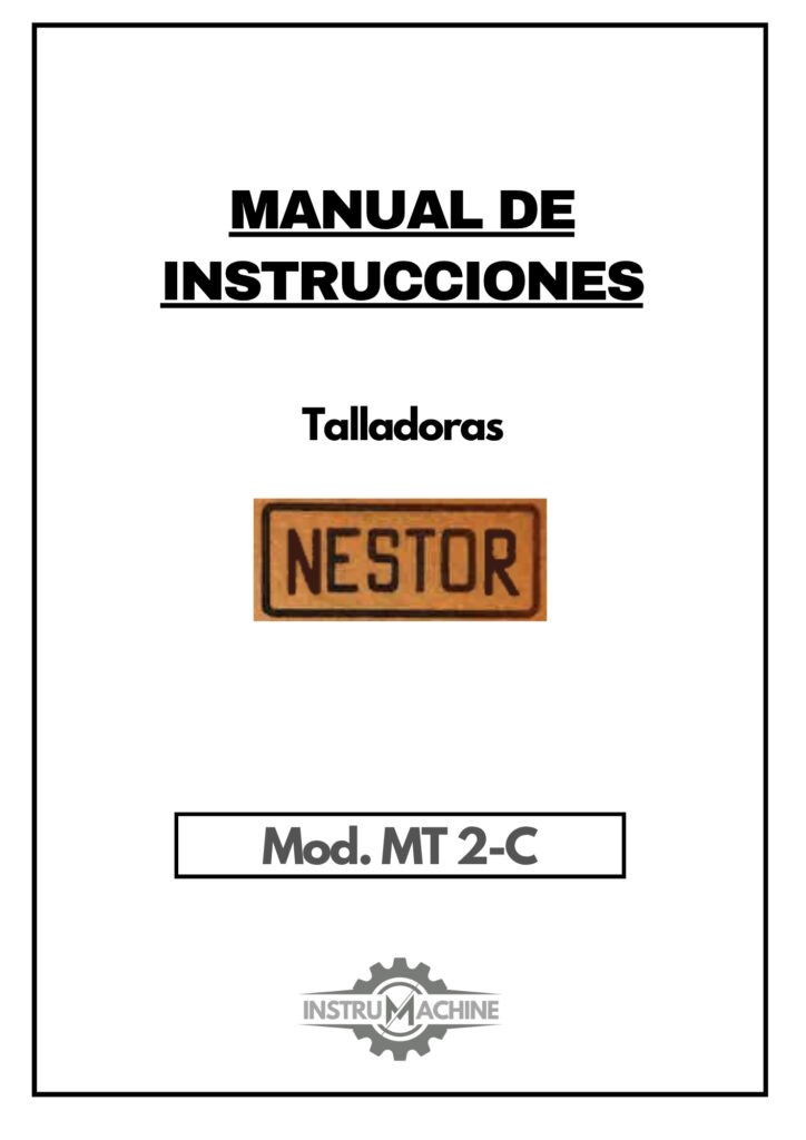 Portada Manual Talladora NESTOR MT 2-C