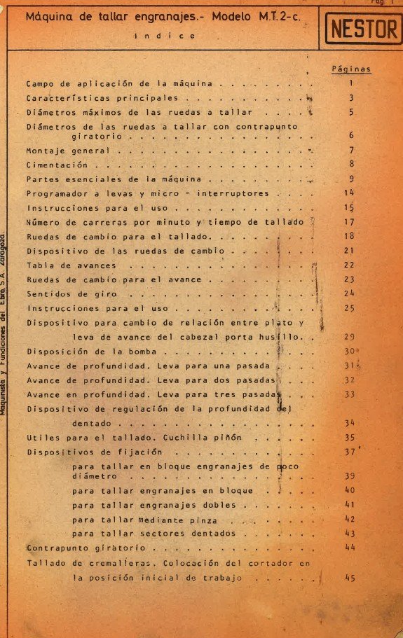 Manual Talladora NESTOR MT 2-C