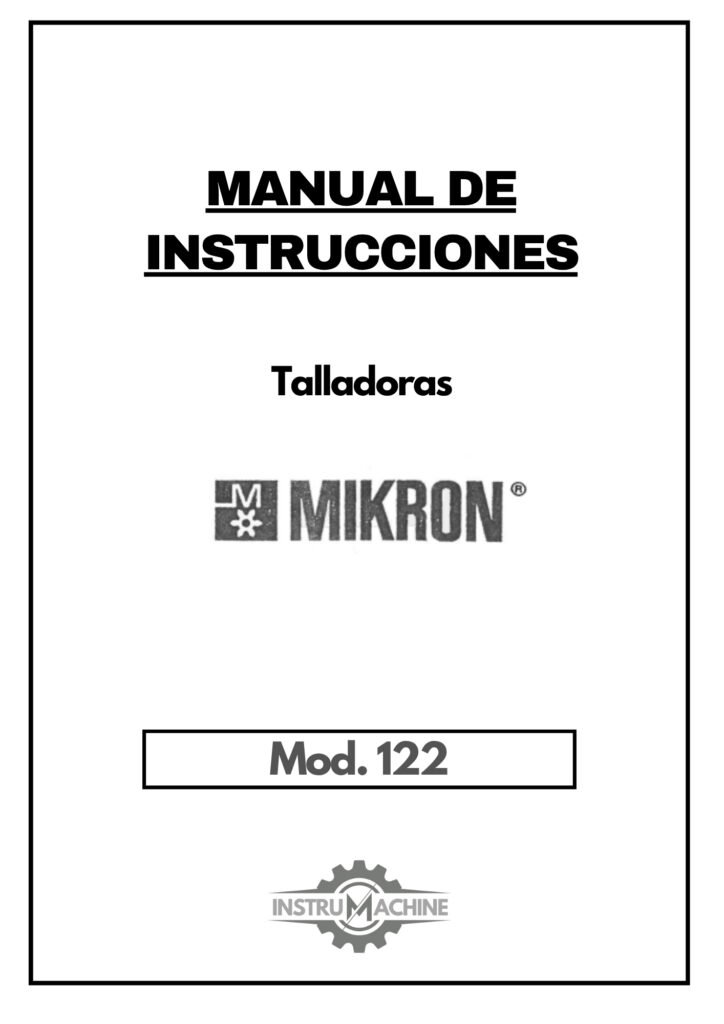 Portada Manual Talladora MIKRON 122