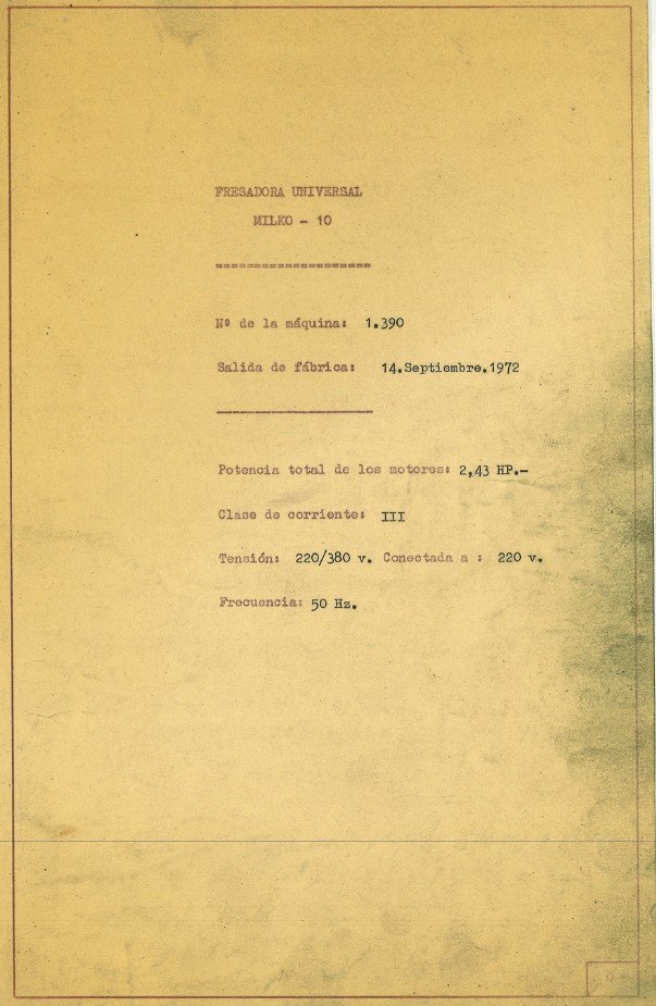 Milko 10-2 Manual de instrucciones Fresadora MILKO Milko 10