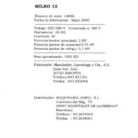 Manual de instrucciones y CE Fresadora MILKO Milko 12-14