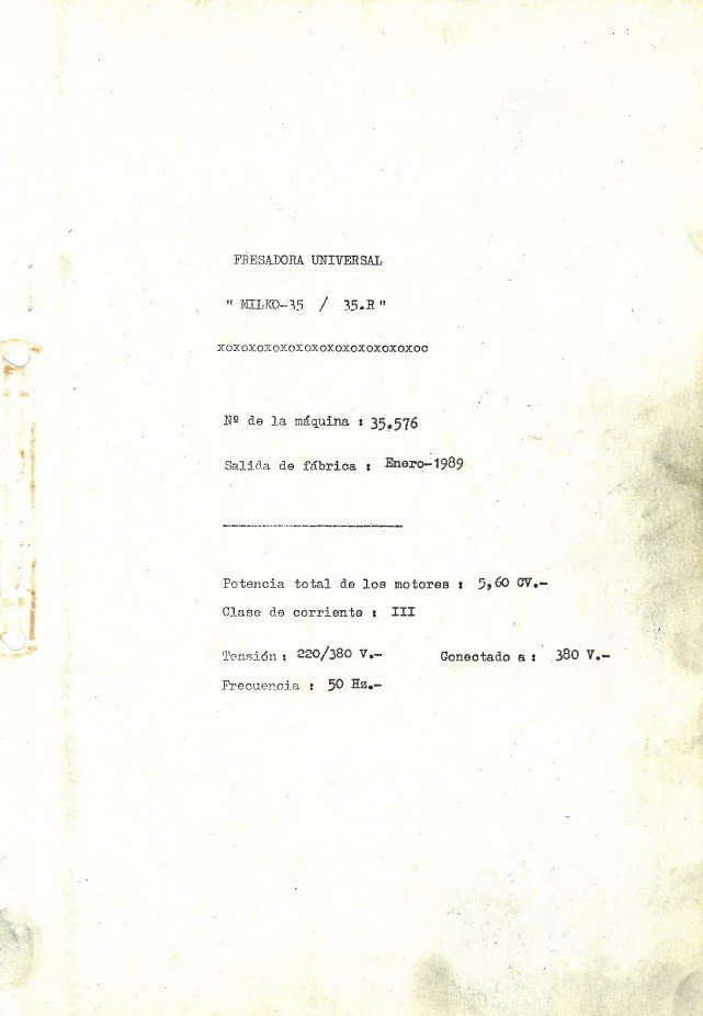 Milko 35-3 Manual de instrucciones Fresadora MILKO Milko 35