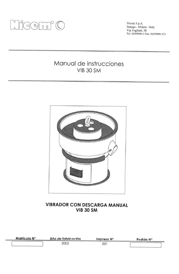 Nicem mod. VIB 30SM-2 Manual Vibrador NICEMO VIB 30SM