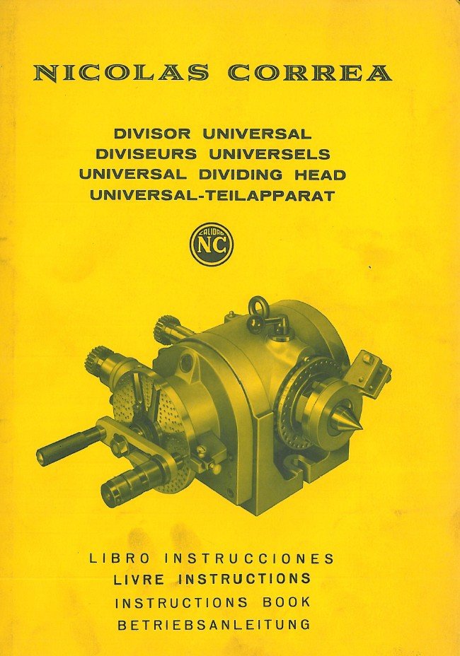 Manual de instrucciones Fresadora NICOLÁS CORREA Divisor Universal