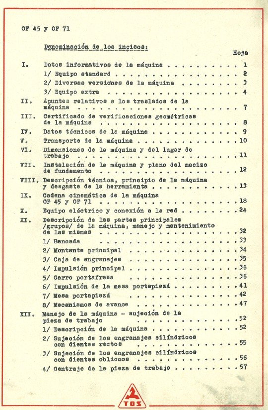 Manual Talladora TOS OF 45