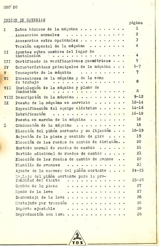 Manual Talladora TOS OHO 20