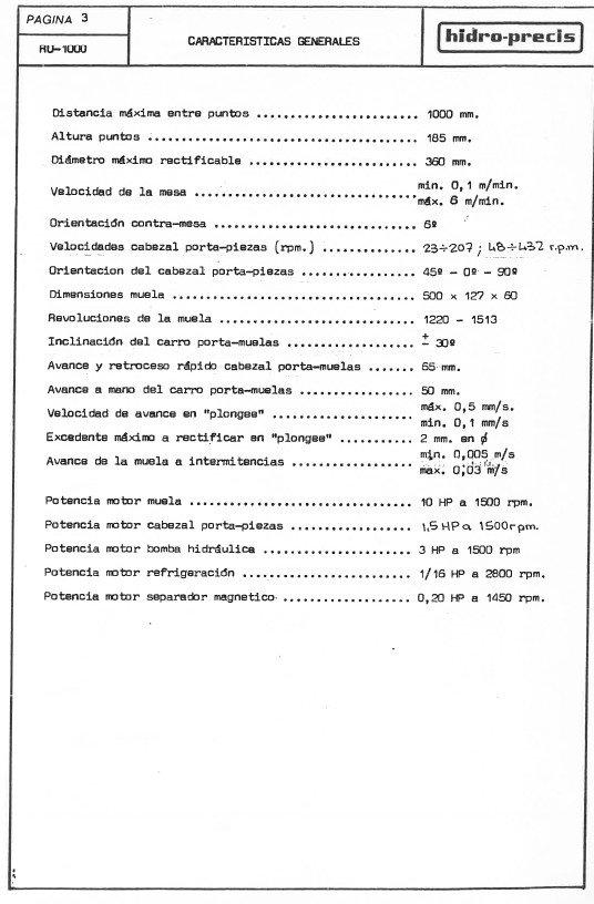 Manual de instrucciones HIDRO-PRECIS RE-100 | Rectificadora cilindrica