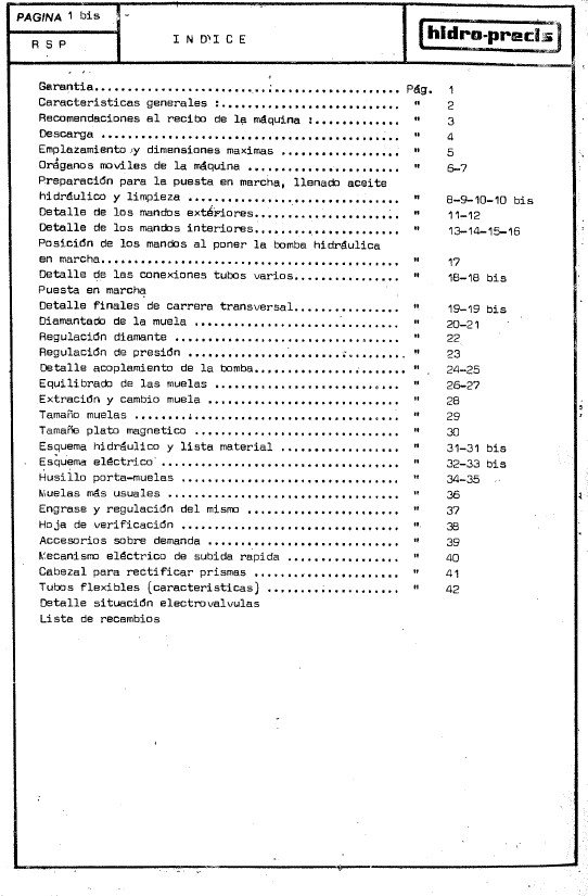 Manual de instrucciones HIDRO-PRECIS RSP600 | Rectofoicadora tangencial