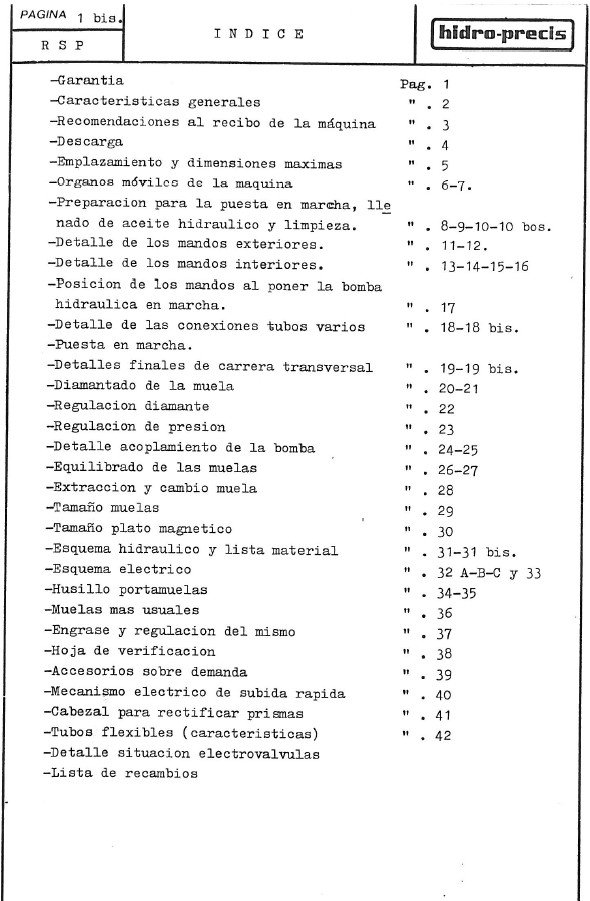 Manual de instrucciones HIDRO-PRECIS RSPA-1200 | Rectific Tangen