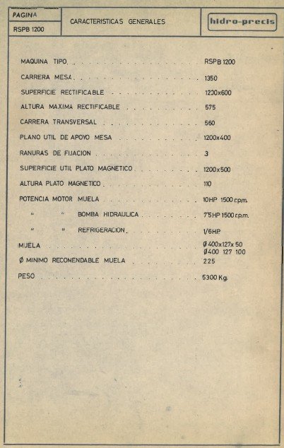 Manual de instrucciones HIDRO-PRECIS RSPB-1200 | Rectifi tang