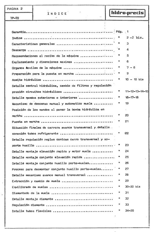 Rectificadora tang Hidro-Precis TP 70 1700-2 Manual de instrucciones HIDRO-PRECIS TP-70-1700 | Rectificadoras