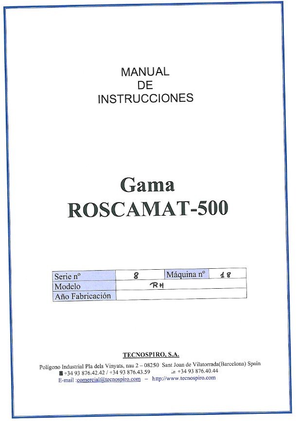 Roscamat mod. 500-2 Manual de instrucciones ROSCAMAT 500 | Roscadora