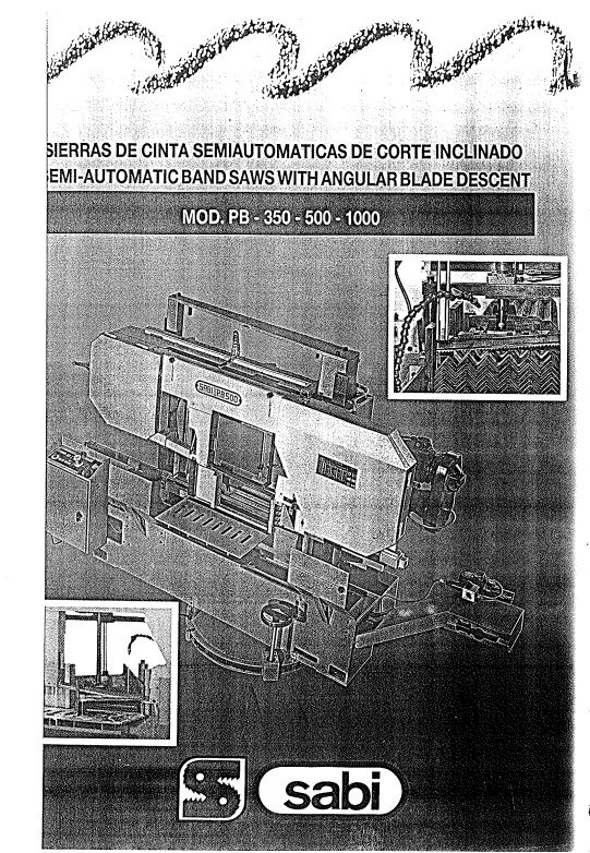 Sierra Cinta SABI PB-350-500-100-2 Manual Sierra SABI PB 300-500-1000