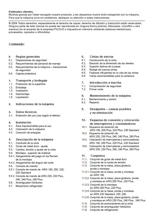 Manual Sierra PILOUS Modelos ARG
