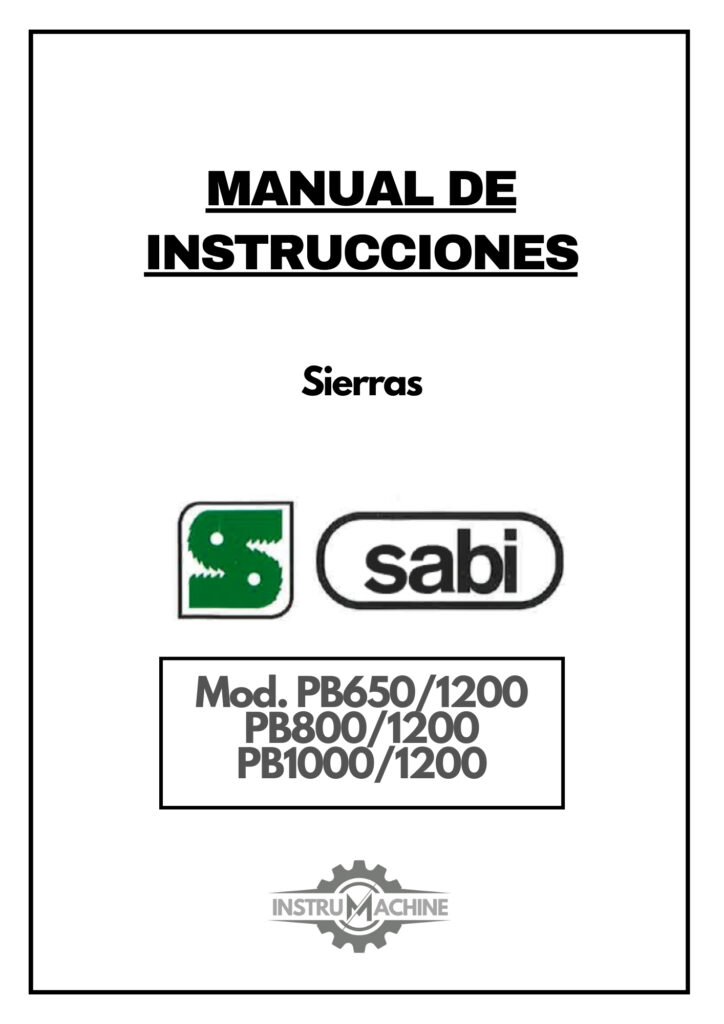 Portada Manual Sierra SABI PB 650/1200 800/1200 1000/1200