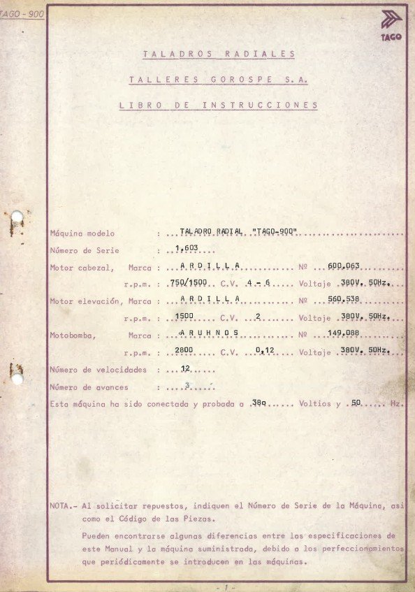 Manual Taladro TAGO TAGO 900