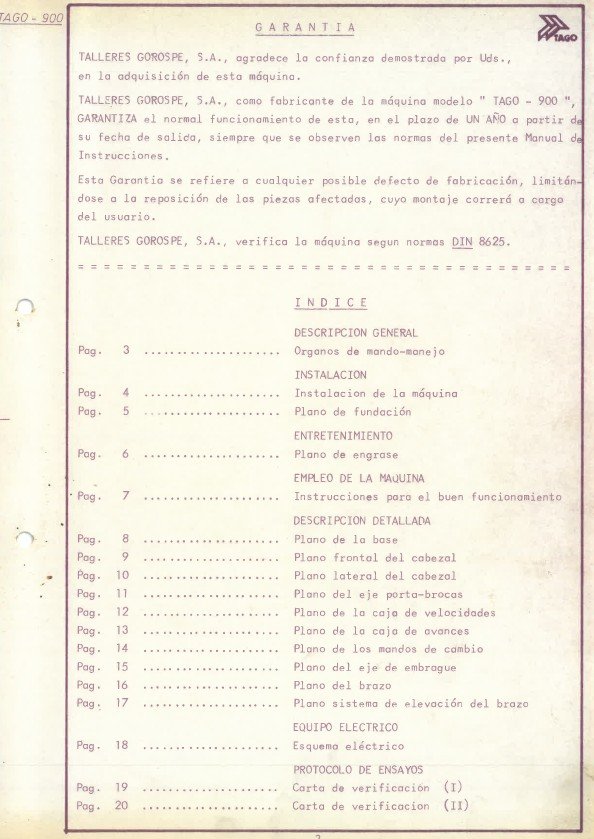 Manual Taladro TAGO TAGO 900