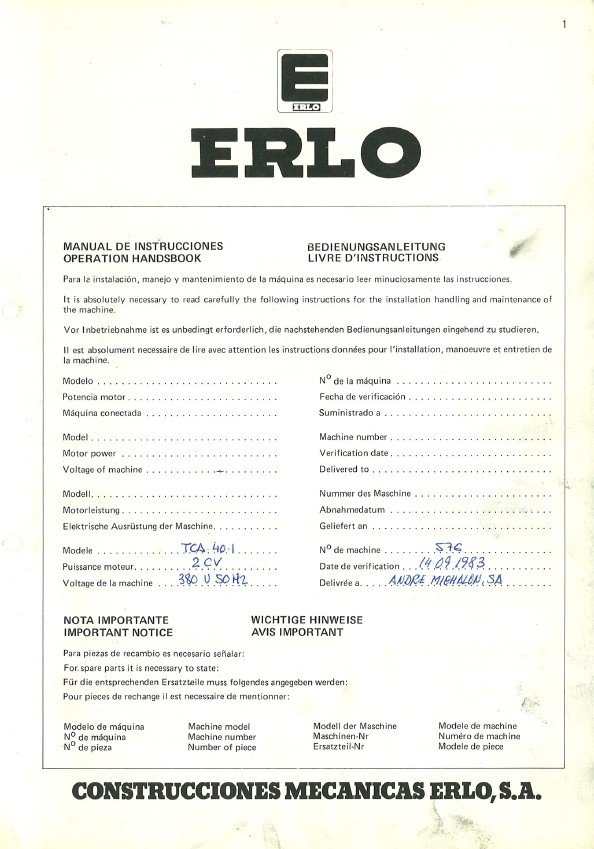 Manual Taladro ERLO TCA 40.1