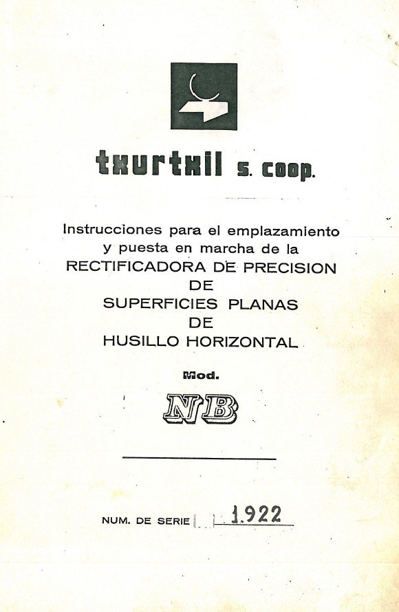 Txurtxil mod. NB-3 Manual de instrucciones TXURTXIL NB | Rectificadora